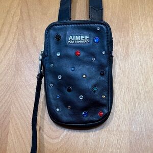 Aimee Kestenberg Black Leather Embellished Crossbody Bag